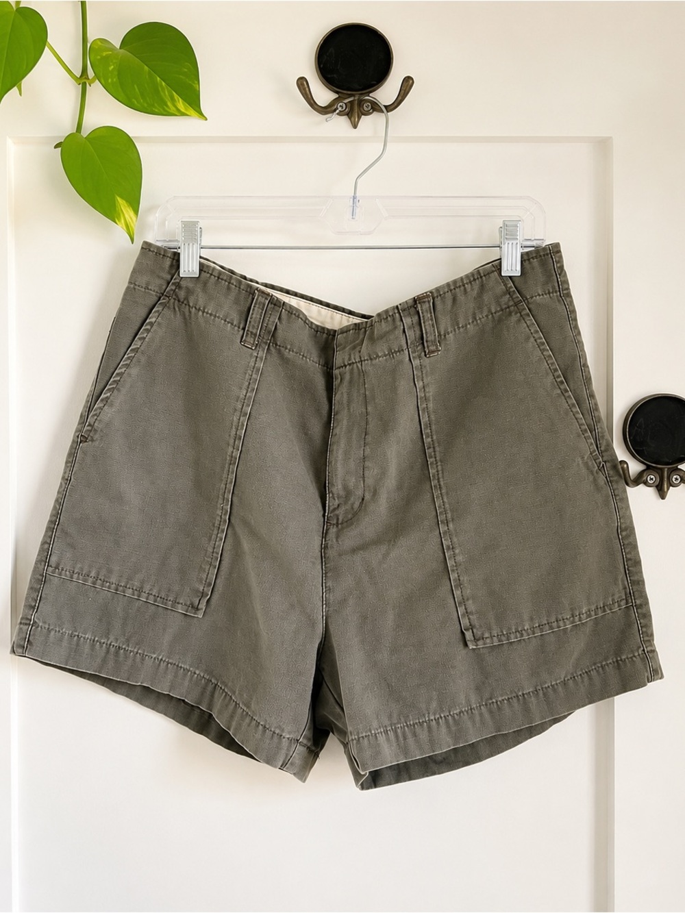 Vintage 90s Calvin Klein Jeans Utility Shorts | Olive Gray Cotton | Minimalist |